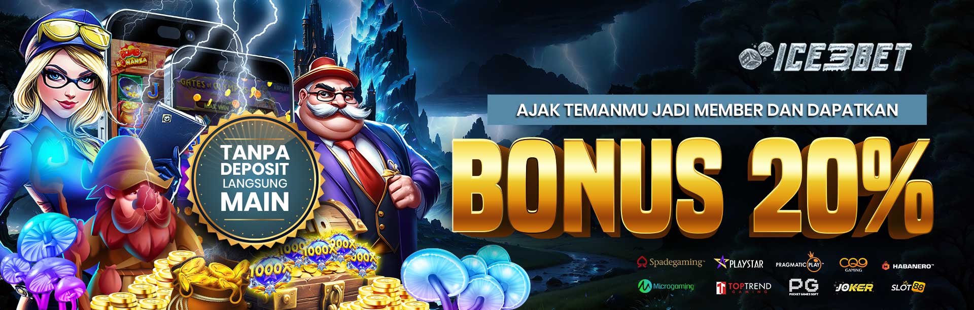 Ice3bet Bonus New Member Banner Agustus